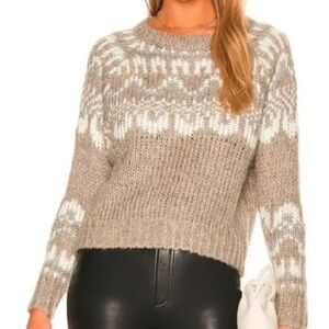 John + Jenn Fairisle Sweater in Taupe, Grey and Ivory